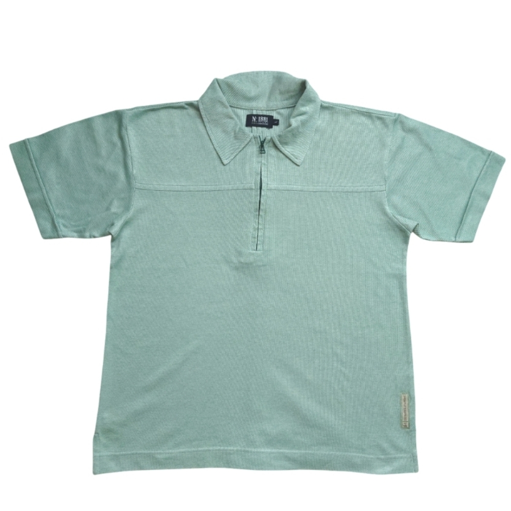 NINO CERRUTI JEANS 1881 Cotton Polo Shirt Short Sleeve Seafoam